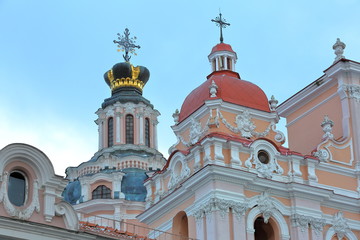 Fototapeta na wymiar VILNIUS, LITHUANIA: St Casimir's Church with its colorful baroque style