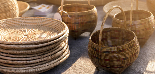 Flowers in Basket Bamboo weave