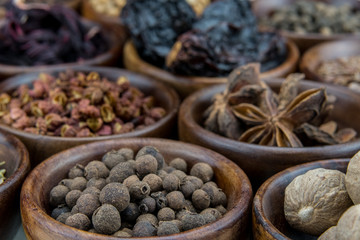 Allspice Berries Among Other Spices