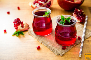 Pomegranate liqueur, Pomegranate juice. 