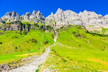 view of klausenpass rocks in switzerland