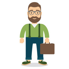 Man with a briefcase in hand.