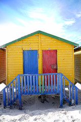 Naklejka premium Beach huts at Muizenberg, South Africa