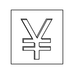 monochrome contour with currency symbol of china in square vector illustration
