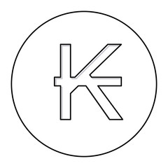 monochrome contour with currency symbol of laos in circle . Vector illustration