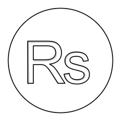 monochrome contour with currency symbol of india rupee in circle vector illustration