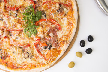 pizza on a table