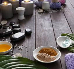 Spa treatment, aromatherapy background. Details and accessories