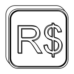 monochrome square contour with currency symbol of brazilian real vector illustration