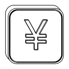monochrome square contour with currency symbol of china vector illustration