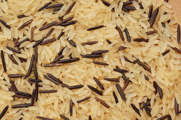 Black and white rice close up