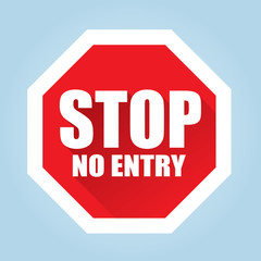 Stop, no entry sign - flat vector design
