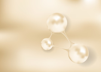 Cosmetic logotype, pearls structure. Vector beauty illustration of clinically tested innovative product. Cosmetic skin, hair care treatment design, Cosmetic design element,