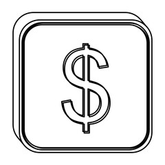 monochrome square contour with currency symbol of dollar vector illustration