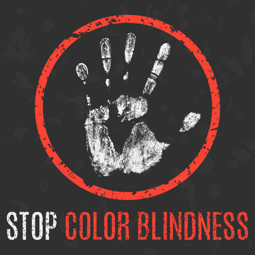 Vector illustration. Human sickness. Stop color blindness.