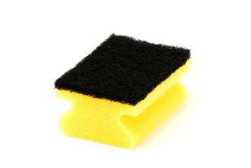 Yellow kitchen sponge isolated on white