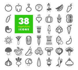Vegetables outline icons set