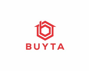 Letter b logo with home icon .