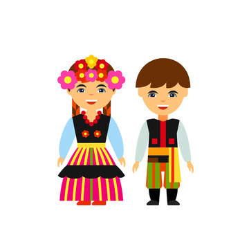 Poles In National Dress Vector Icon