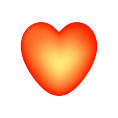 Red heart isolated on white background.