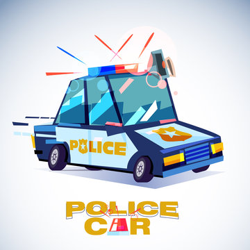 policecar with typographic design - vector