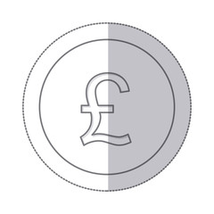 middle shadow monochrome circle with currency symbol of sterling pound vector illustration