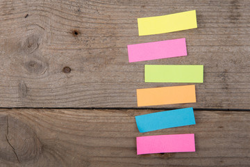 sticky notes on the wooden board