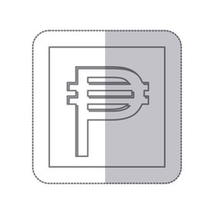 middle shadow monochrome square with currency symbol of philippine vector illustration
