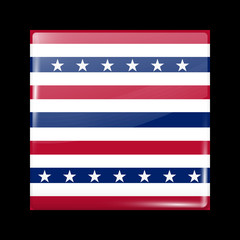 Stars and Stripes Flag. Glossy Icon Square Shape. This is File from the Collection Flags of North America