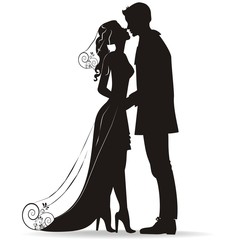 Vector Brautpaar in schwarz 