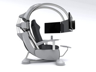 3D illustration of Home racing simulator