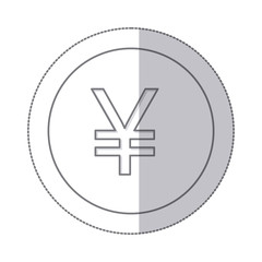 middle shadow monochrome circle with currency symbol of china vector illustration