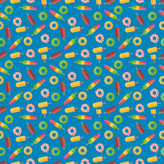 Fototapeta premium Donuts vector seamless pattern