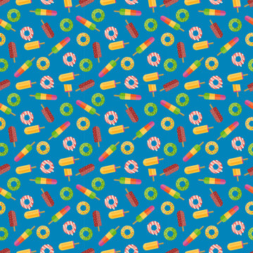 Donuts vector seamless pattern