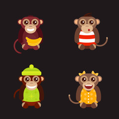 Monkey animal fun character vector illustration.