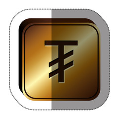 sticker golden square with currency symbol of tugrik mongol vector illustration
