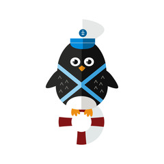 Penguin sailor vector animal character illustration.