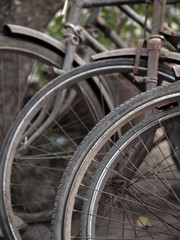 Fototapeta na wymiar ABSTRACT SHOT OF OLD RUSTY BICYCLE PARTS