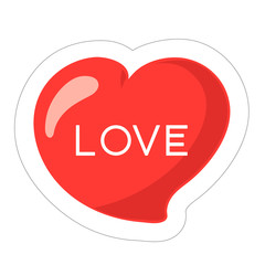 Heart icon sticker. Vector illustration. Love text inside