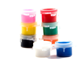 Set of gouache paint Isolated on white background.