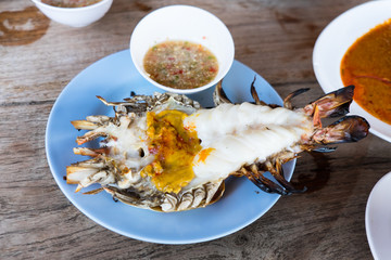 Grilled giant river prawn