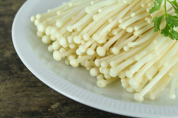 fresh white enoki mushroom, Golden needle mushroom