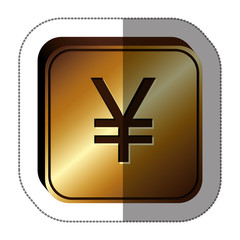 sticker golden square with currency symbol of china vector illustration