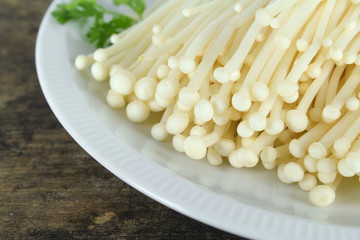 fresh white enoki mushroom, Golden needle mushroom