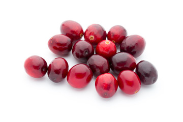 Cranberries top view. Red, ripe cranberries macro view.