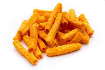 Potato fry on white isolated background.