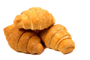 Fresh butter croissant, isolated on white background.