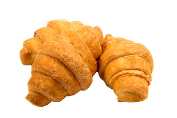 Fresh butter croissant, isolated on white background.
