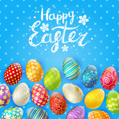 Easter greeting card with color eggs 