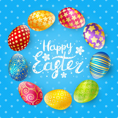 Easter greeting card with color eggs 